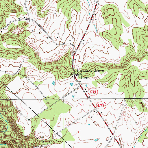 Topographic Map of Pleasant Grove Church, KY