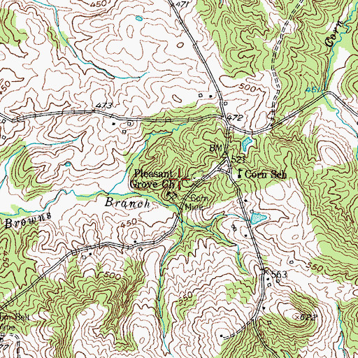 Topographic Map of Pleasant Grove Church, KY