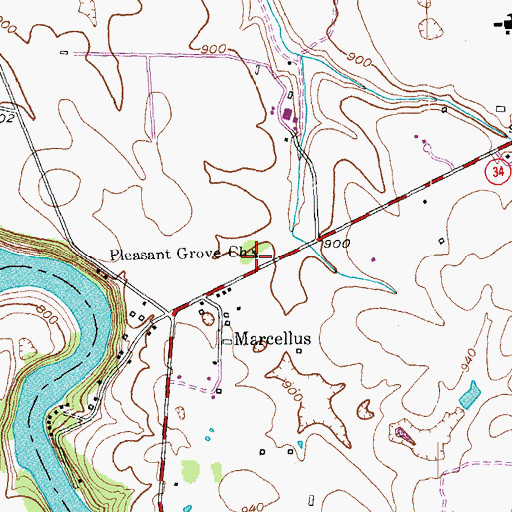 Topographic Map of Pleasant Grove Church, KY