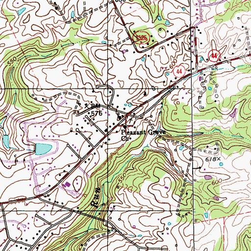 Topographic Map of Pleasant Grove Baptist Church, KY