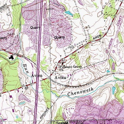 Topographic Map of Pleasant Grove Church, KY