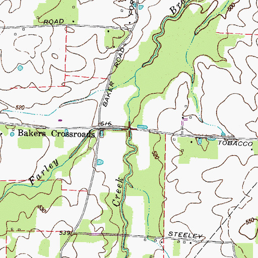Topographic Map of Pleasant Grove Creek, KY