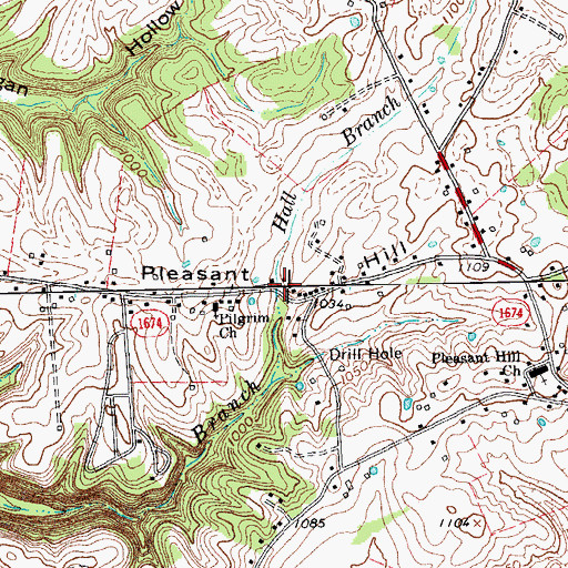 Topographic Map of Pleasant Hill, KY