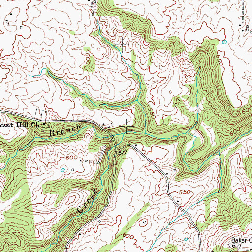 Topographic Map of Pleasant Hill Branch, KY