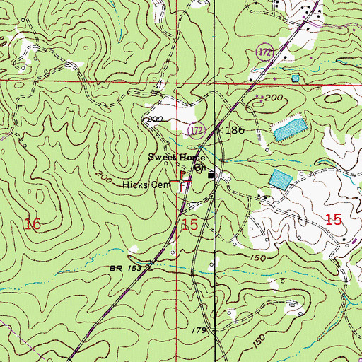 Topographic Map of Hicks Cemetery, AR