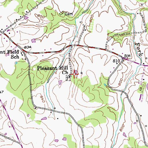 Topographic Map of Pleasant Hill Church, KY