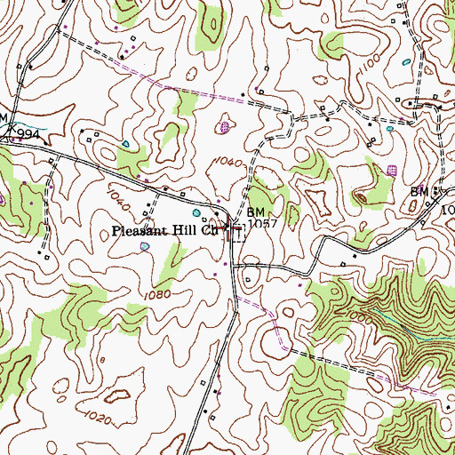 Topographic Map of Pleasant Hill Church, KY