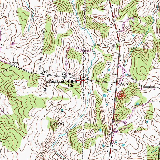Topographic Map of Pleasant Hill Church, KY