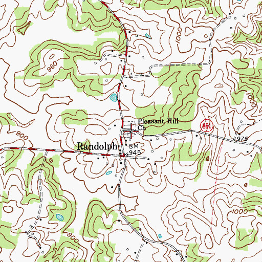 Topographic Map of Pleasant Hill Church of Christ, KY