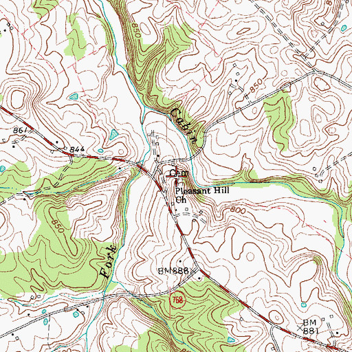 Topographic Map of Pleasant Hill Church, KY
