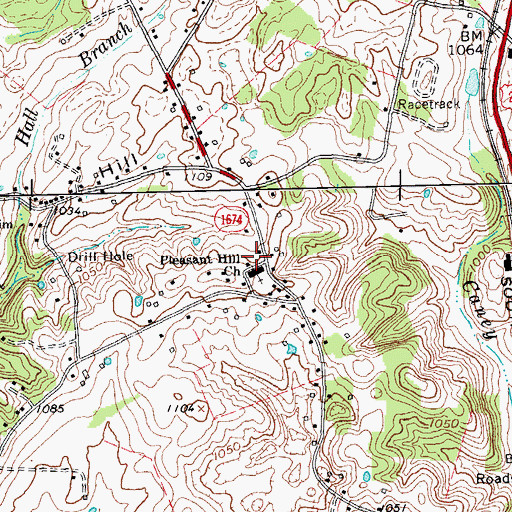 Topographic Map of Pleasant Hill Church, KY