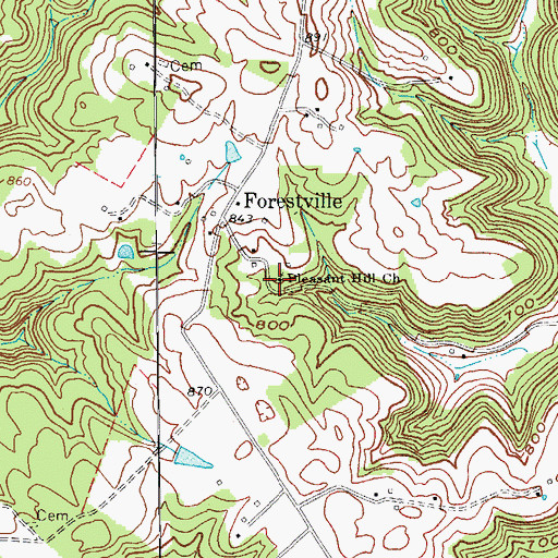 Topographic Map of Pleasant Hill Church, KY