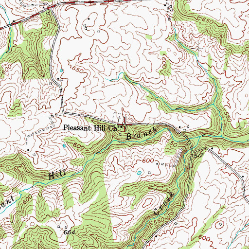 Topographic Map of Pleasant Hill Church, KY