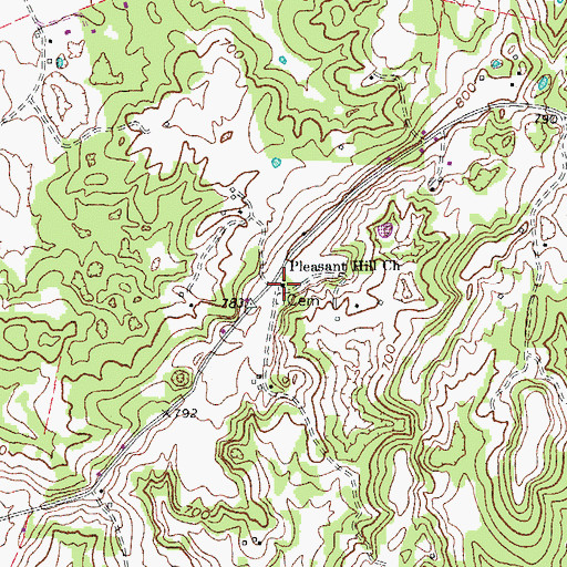 Topographic Map of Pleasant Hill Church, KY