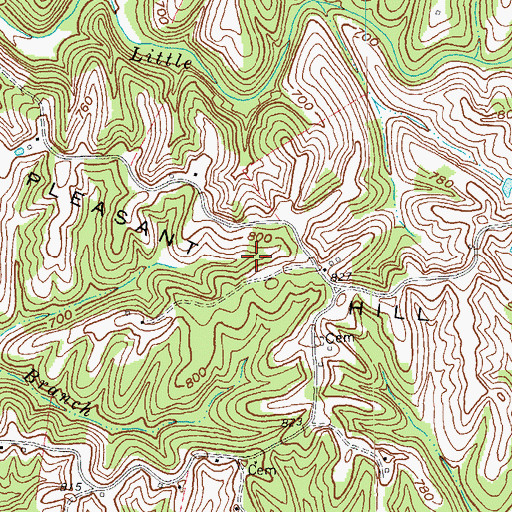 Topographic Map of Pleasant Hill Ridge, KY