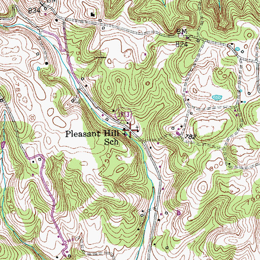 Topographic Map of Pleasant Hill School, KY