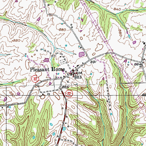 Topographic Map of Pleasant Home, KY