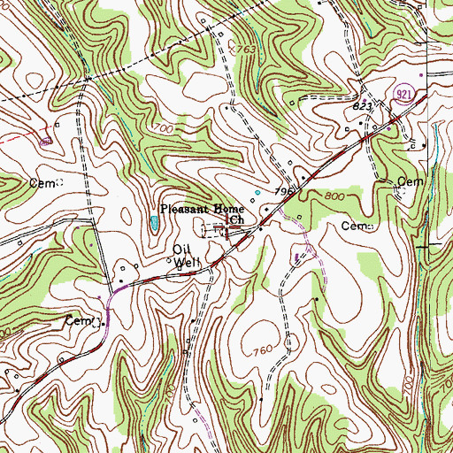Topographic Map of Pleasant Home Church, KY