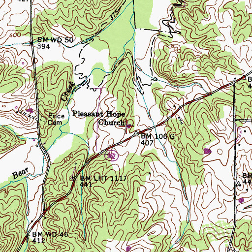 Topographic Map of Pleasant Hope Missionary Baptist Church, KY