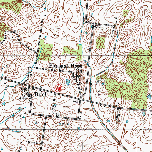 Topographic Map of Pleasant Hope General Baptist Church, KY