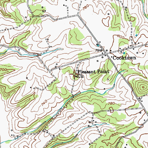 Topographic Map of Pleasant Point Church, KY