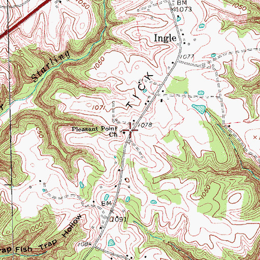 Topographic Map of Pleasant Point Church, KY