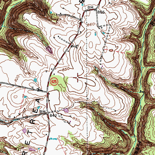 Topographic Map of Pleasant Retreat Ridge, KY