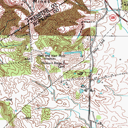 Topographic Map of Pleasant Ridge Cemetery, KY