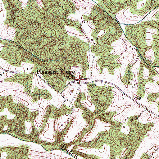 Topographic Map of Pleasant Ridge Church, KY