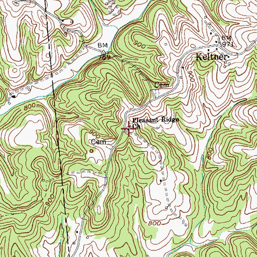 Topographic Map of Pleasant Ridge United Methodist Church, KY