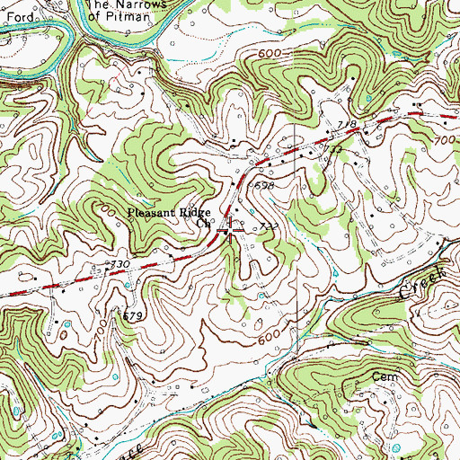 Topographic Map of Pleasant Ridge Church, KY