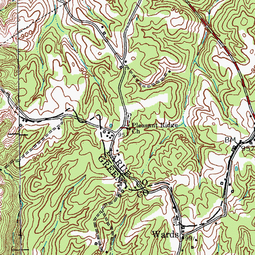 Topographic Map of Pleasant Ridge Church, KY