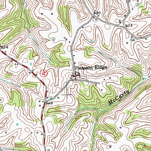 Topographic Map of Pleasant Ridge Methodist Episcopal Church, KY