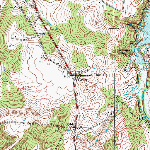 Topographic Map of Pleasant Run Church, KY