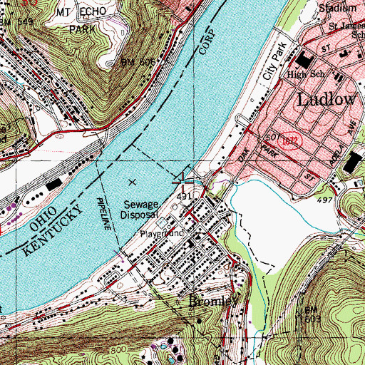 Topographic Map of Pleasant Run Creek, KY