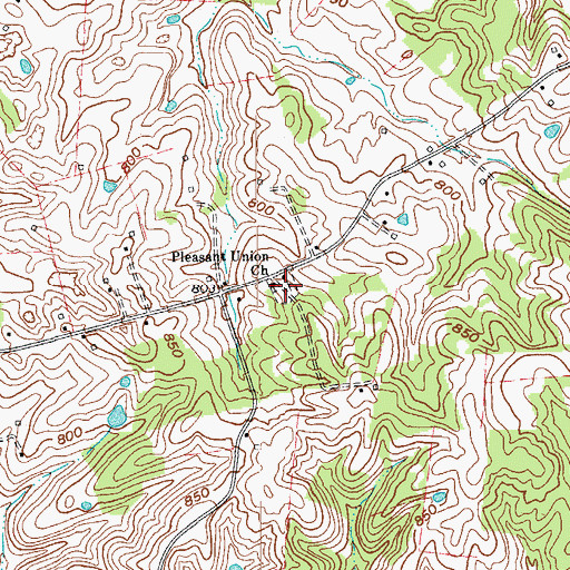 Topographic Map of Pleasant Union Church, KY