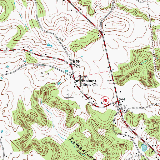 Topographic Map of Pleasant Union Church, KY