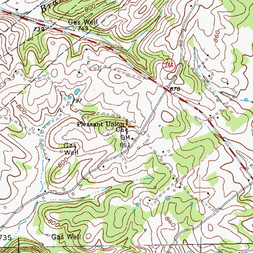 Topographic Map of Pleasant Union Church, KY