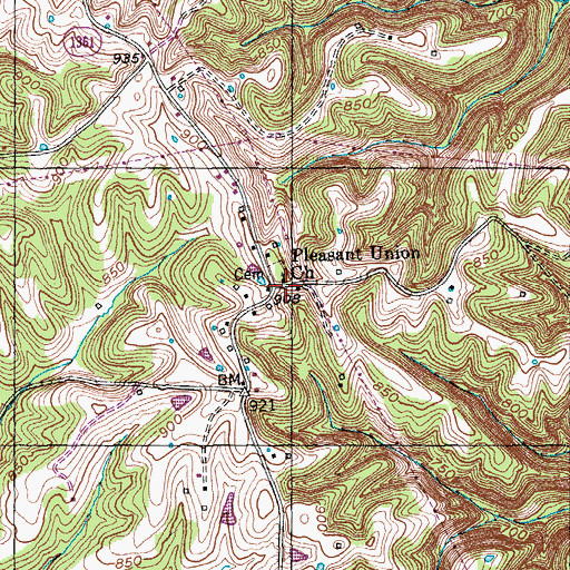Topographic Map of Pleasant Union Church, KY
