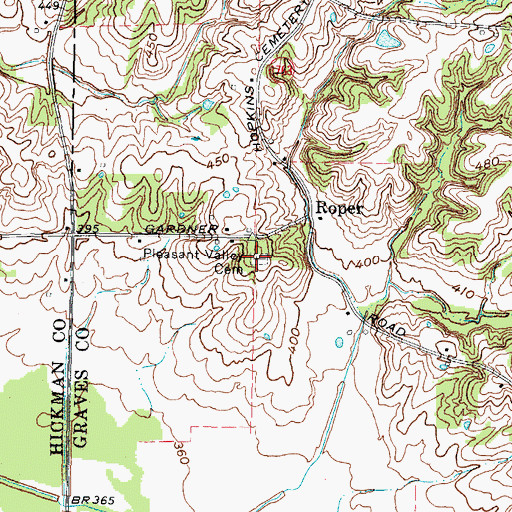 Topographic Map of Pleasant Valley Cemetery, KY