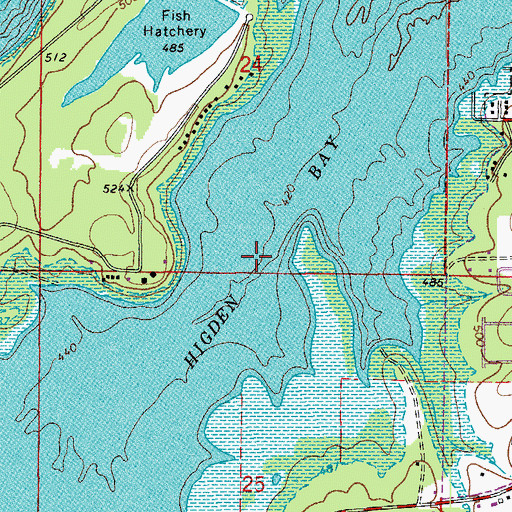 Topographic Map of Higden Bay, AR