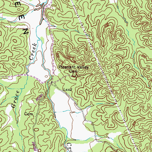 Topographic Map of Pleasant Valley Cemetery, KY
