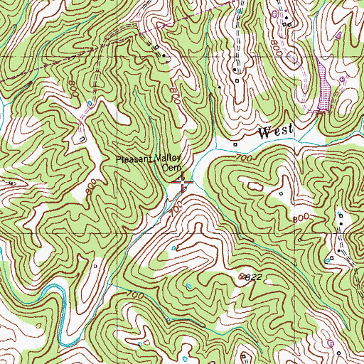 Topographic Map of Pleasant Valley Cemetery, KY