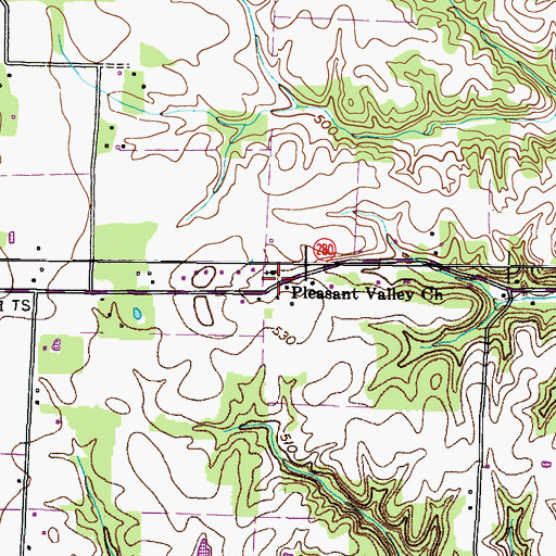 Topographic Map of Pleasant Valley Church, KY