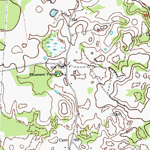 Topographic Map of Pleasant Valley Church, KY