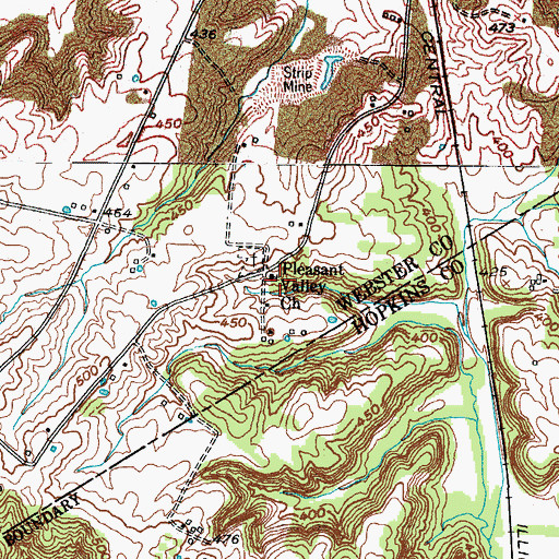 Topographic Map of Pleasant Valley Church, KY