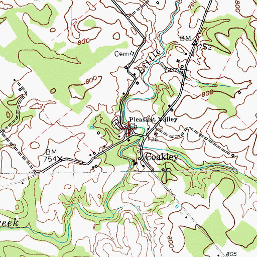 Topographic Map of Pleasant Valley Church, KY