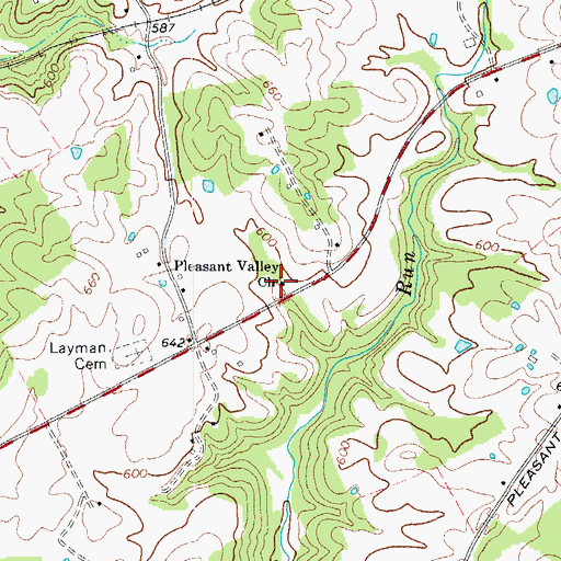 Topographic Map of Pleasant Valley Church, KY