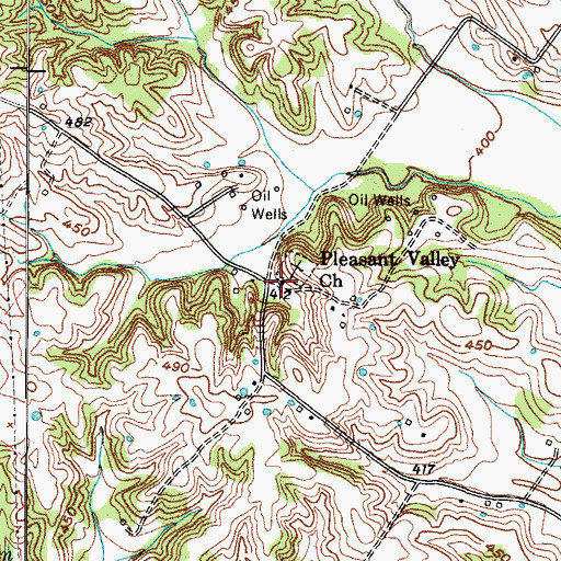 Topographic Map of Pleasant Valley Church, KY