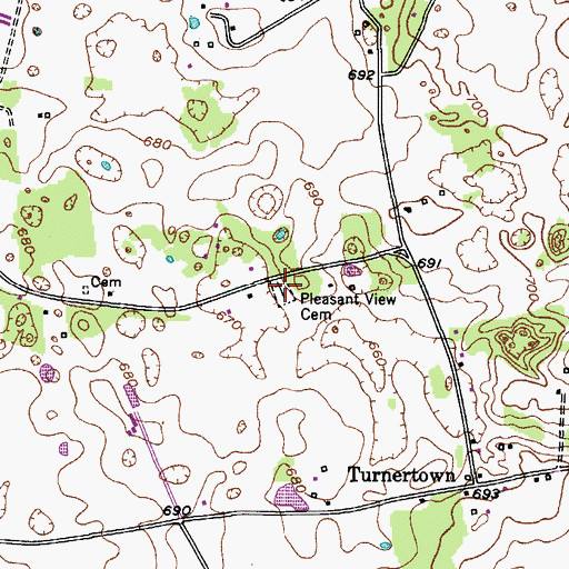 Topographic Map of Pleasant View Cemetery, KY